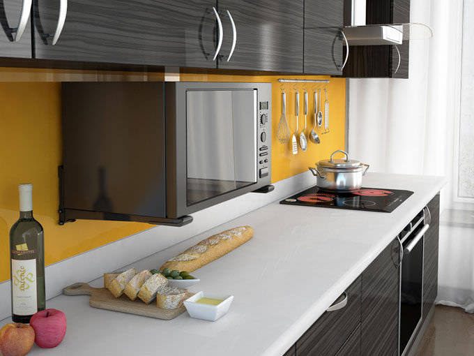 Micro-ondes dans la cuisine - options d'hébergement (photo) et un support de bricolage