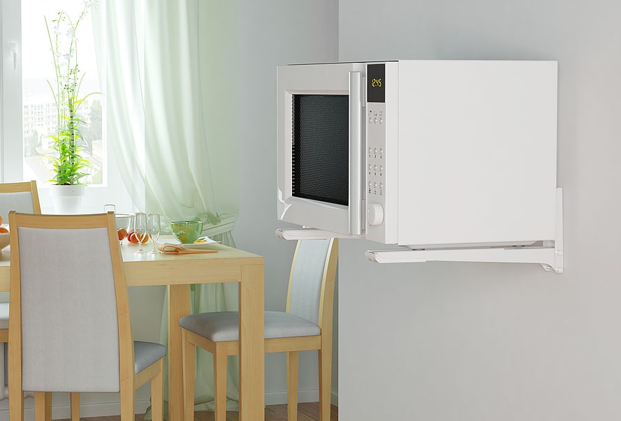 Mikrovågsugn i köket - boendealternativ (foto) och en gör-det-själv-konsol